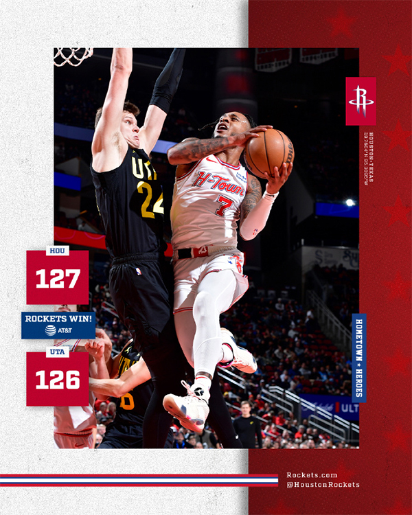 NBA今日综述： 火箭加时胜爵士 骑士轻取老鹰迎7连胜