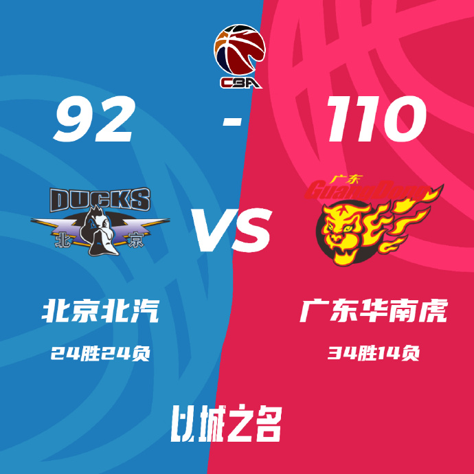 CBA录像回顾战况:广东110-92击败北京豪取9连胜 周琦14+16徐杰伤退